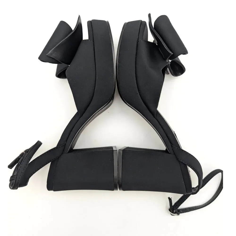 Steve Madden Aerin Bow Platform Sandals Women's Black Size US7.5M EU38